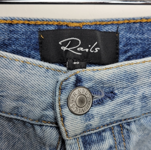 Rails Logan Star Denim Shorts Size 30 Medium Wash Button Fly 100% Cotton - Picture 6 of 12